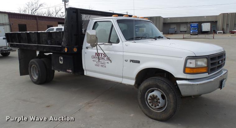 image for item AV9826 1996 Ford F450 Super Duty dump flatbed truck