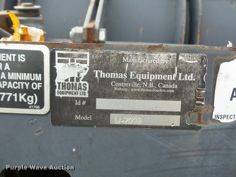 image for item BG9547 Thomas Equipment U-2039 skid steer snow plow