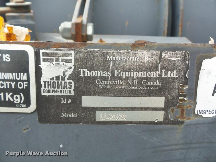 image for item BG9547 Thomas Equipment U-2039 skid steer snow plow