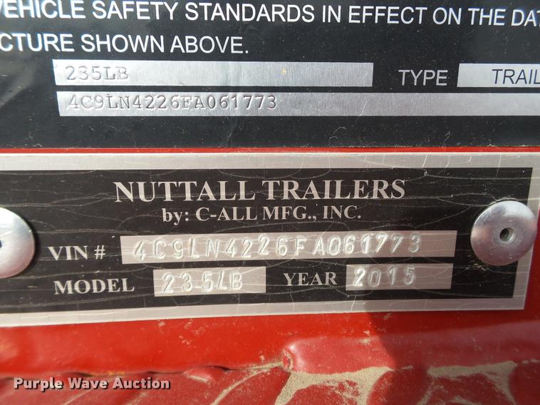 image for item BJ9292 2015 Nuttall 235LB equipment trailer