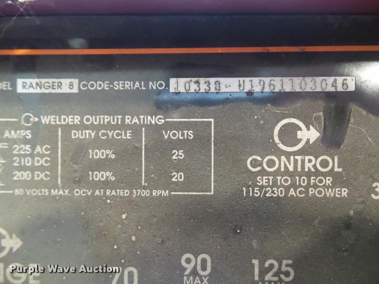 image for item BZ9958 Lincoln Ranger 8 welder/generator