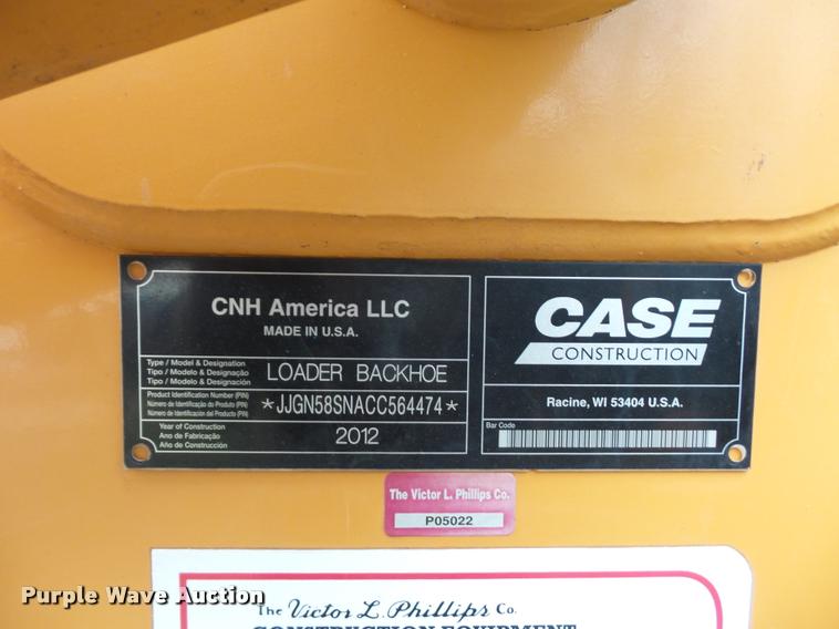 image for item DA5769 2012 Case 580 Super N backhoe