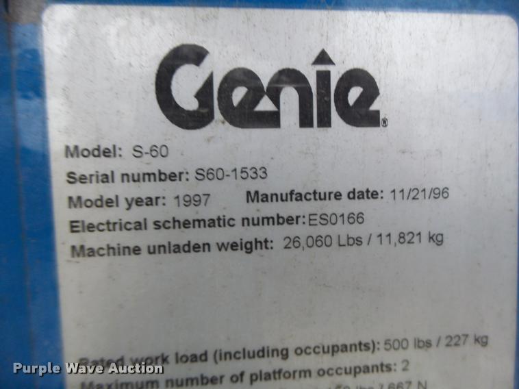 image for item K5527 1997 Genie S60 boom lift