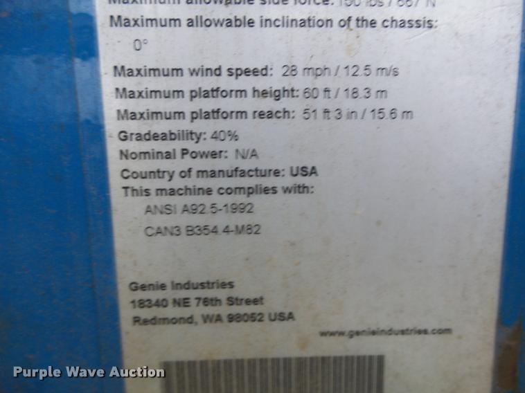 image for item K5527 1997 Genie S60 boom lift