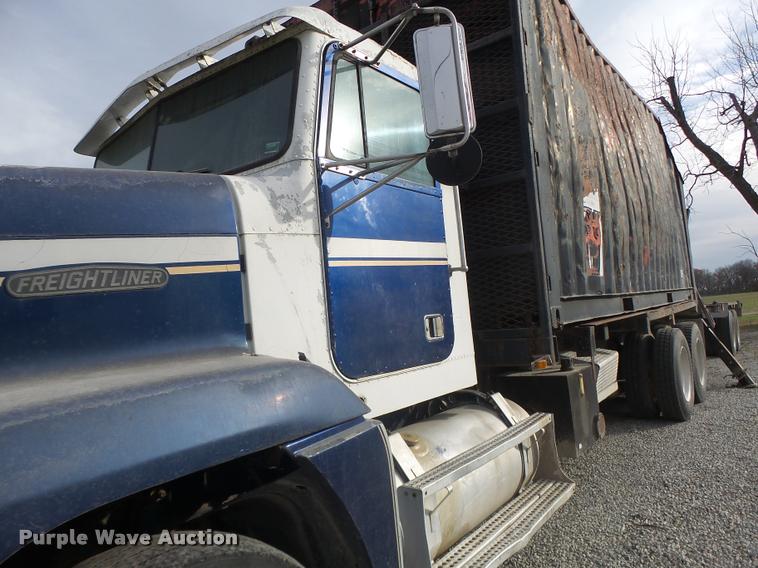 image for item K5540 1990 Freightliner FLD crane truck with equipment trailer