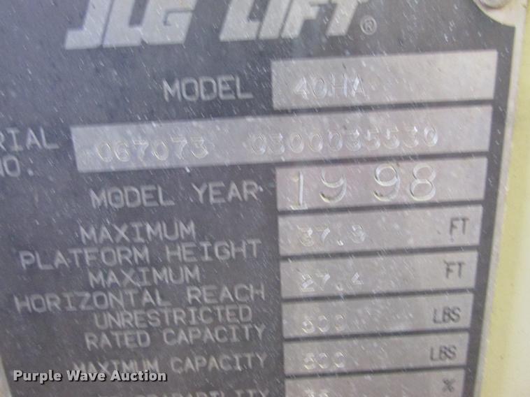 image for item K6185 1998 JLG 40HA boom lift