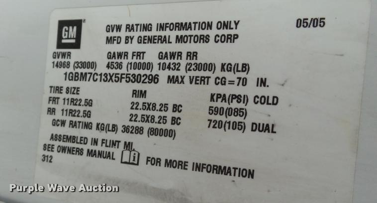 image for item L1748 2005 Chevrolet C7500 service truck