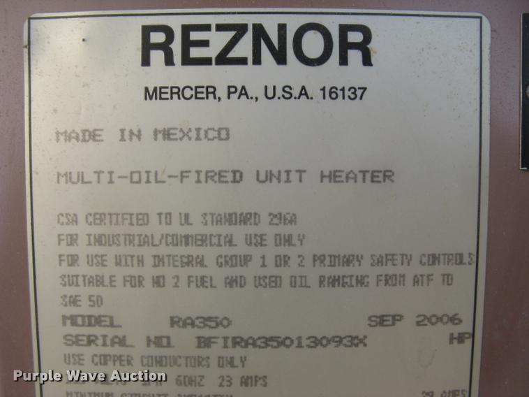 image for item L3924 2006 Reznor RA350 oil burner heater