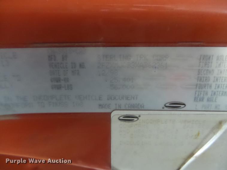 image for item L4184 1999 Sterling L8513 flatbed truck with crane