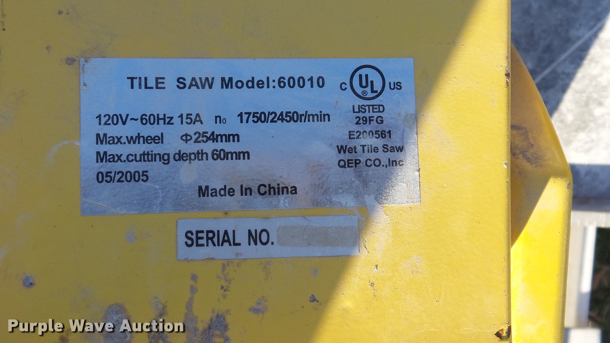 QEP 60010 tile saw in Rushville, MO Item BW9649 sold Purple Wave