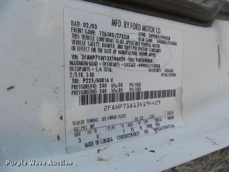 image for item DA5115 2003 Ford Crown Victoria Police Interceptor