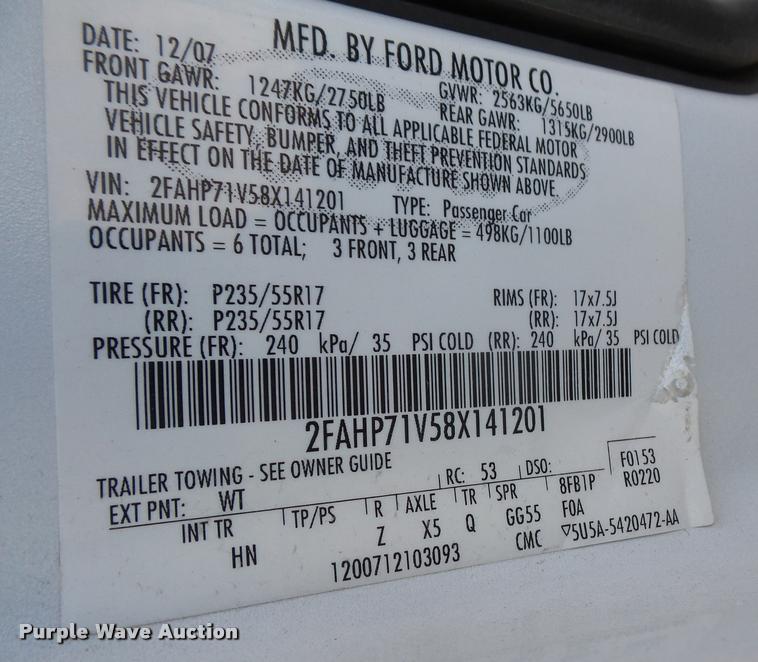 image for item DB2834 2008 Ford Crown Victoria Police Interceptor