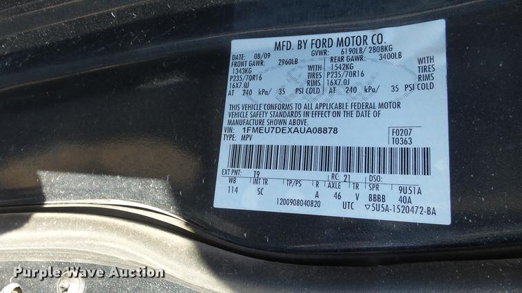 image for item K8068 2010 Ford Explorer XLT SUV