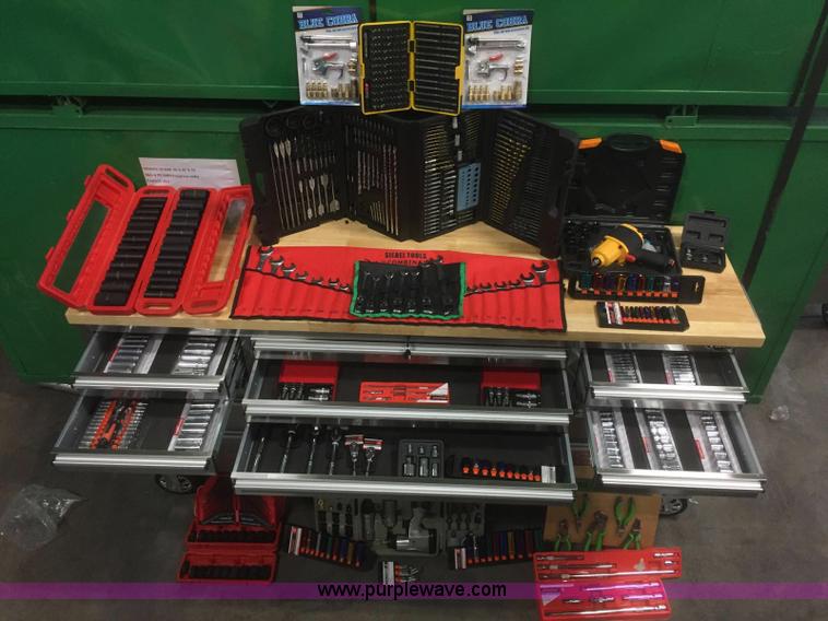 image for item F1780 15 drawer stainless steel work station with tools