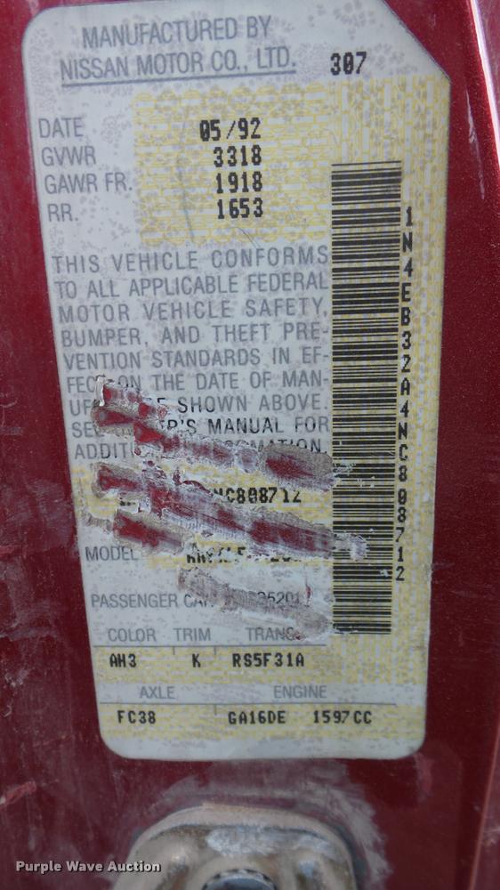 image for item DA2120 1992 Nissan Sentra