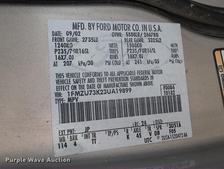 image for item DA2130 2003 Ford Explorer SUV