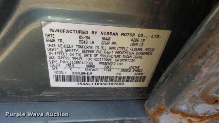 image for item DA2134 2005 Nissan Altima