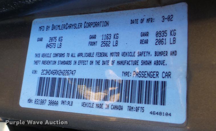 image for item DA2158 2002 Chrysler Concorde