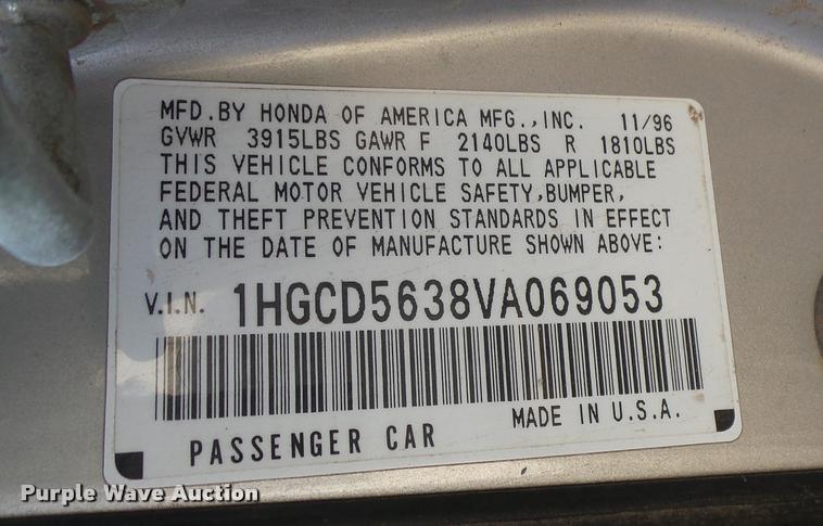 image for item DA2192 1997 Honda Accord