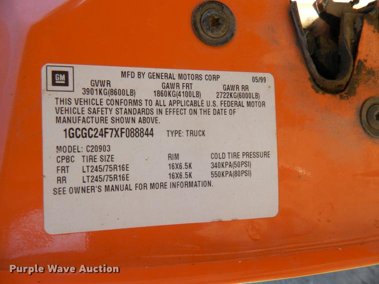 image for item BK9307 1999 Chevrolet 2500 utility truck