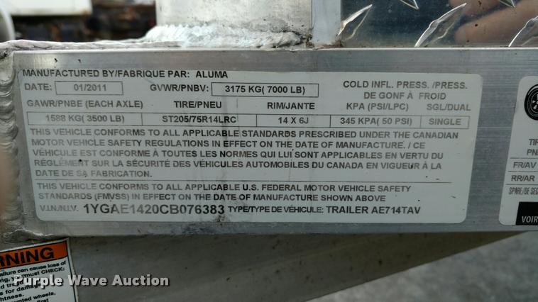 image for item BZ9993 2012 Aluma enclosed cargo trailer