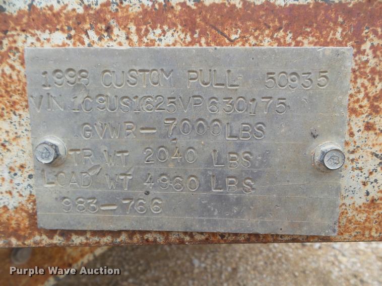 image for item DA5183 1998 Custom utility trailer