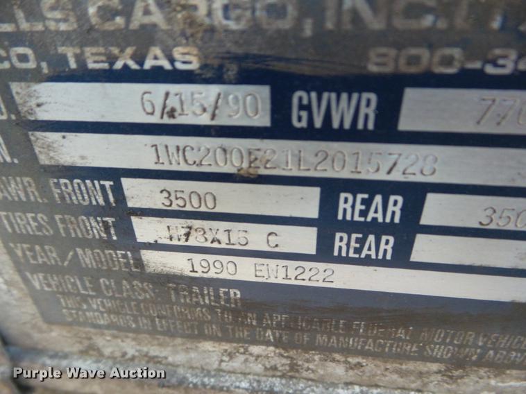 image for item DA5193 1990 Wells Cargo enclosed cargo trailer with generator