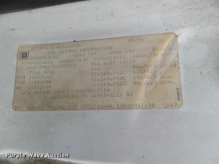 image for item DA5195 1995 GMC TopKick digger derrick truck