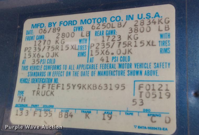 image for item DA5216 1989 Ford F150 pickup truck