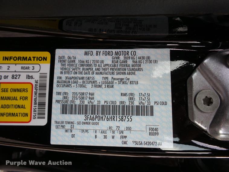 image for item DA5800 2017 Ford Fusion