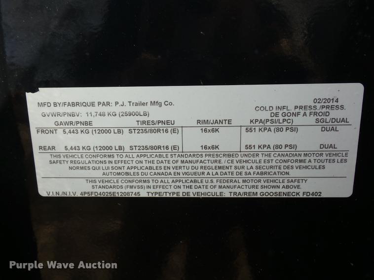 image for item DA5818 2014 PJ equipment trailer