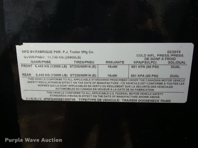 image for item DA5818 2014 PJ equipment trailer