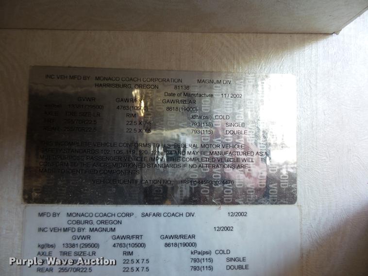 image for item DA5823 2003 Safari Cheetah RV