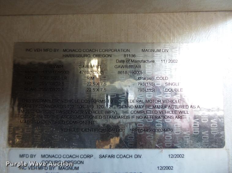 image for item DA5823 2003 Safari Cheetah RV