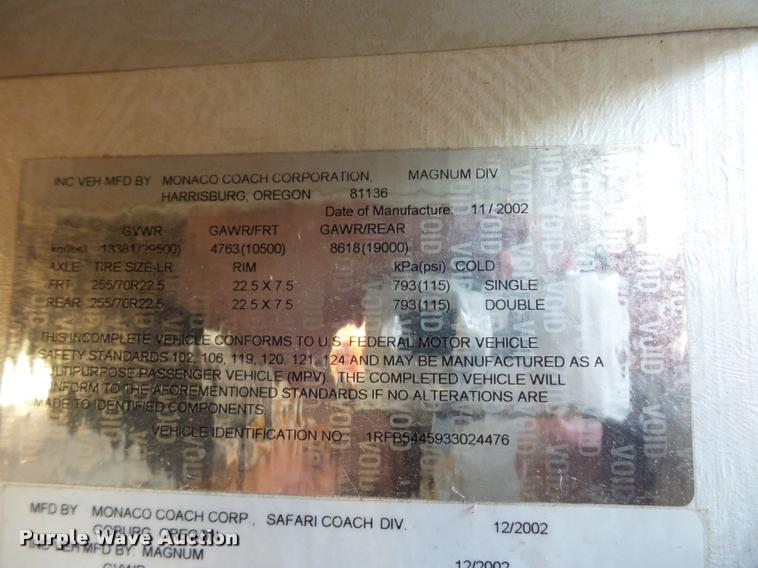 image for item DA5823 2003 Safari Cheetah RV