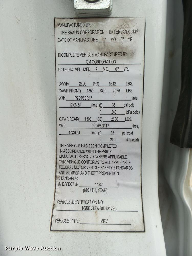 image for item DB2274 2008 Chevrolet Uplander Cargo van