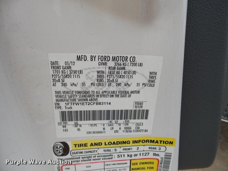 image for item DB2293 2012 Ford F150 Platinum SuperCrew pickup truck