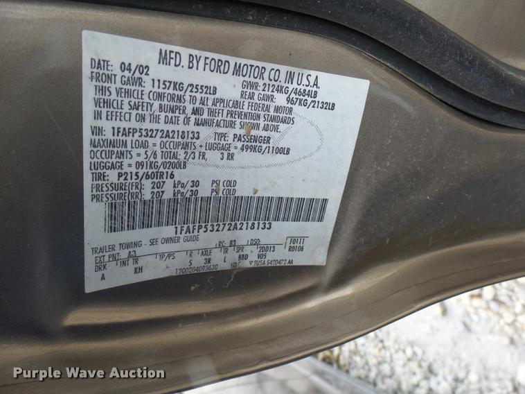 image for item DG9517 2002 Ford Taurus SE