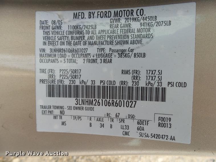 image for item K1002 2006 Lincoln Zephyr