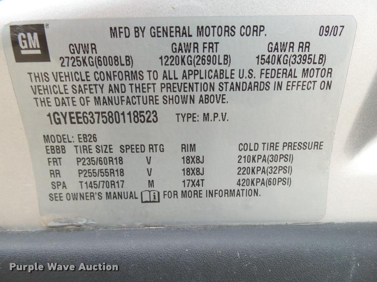 image for item K1006 2008 Cadillac SRX SUV