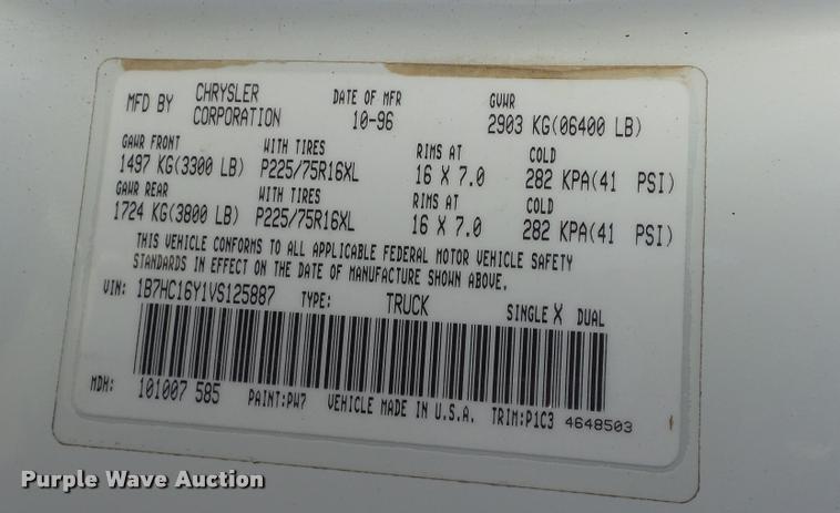 image for item K8056 1997 Dodge Ram 1500 Laramie SLT pickup truck