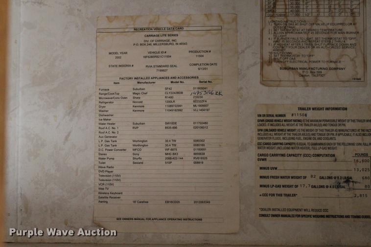 image for item L3002 2002 Carriage DS368 camper