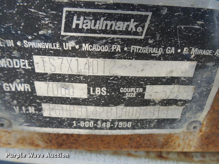 image for item AV9777 2001 Haulmark TS7X14DT2 enclosed cargo trailer