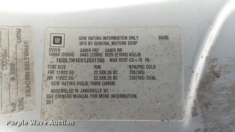 image for item DB2753 2001 GMC C7500 dump flatbed truck