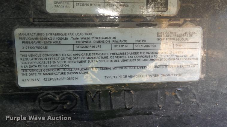 image for item DB2760 2014 Load Max equipment trailer