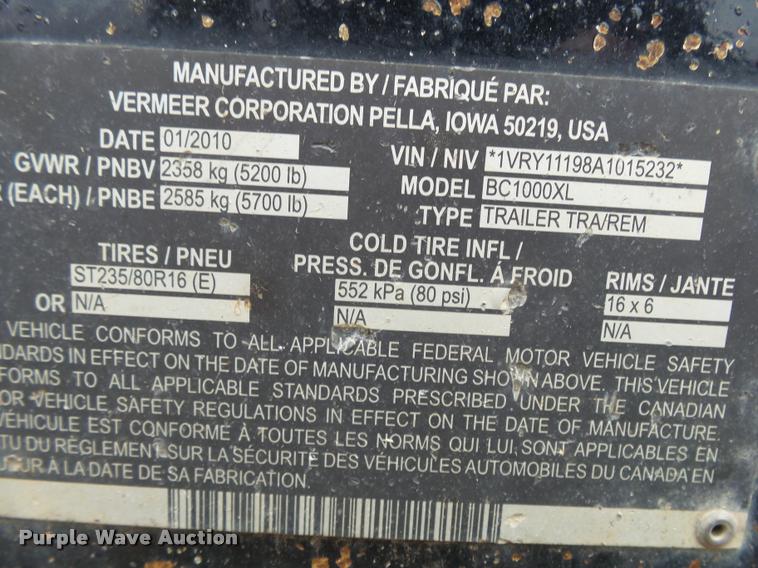 image for item J8999 2010 Vermeer BC1000XL wood chipper