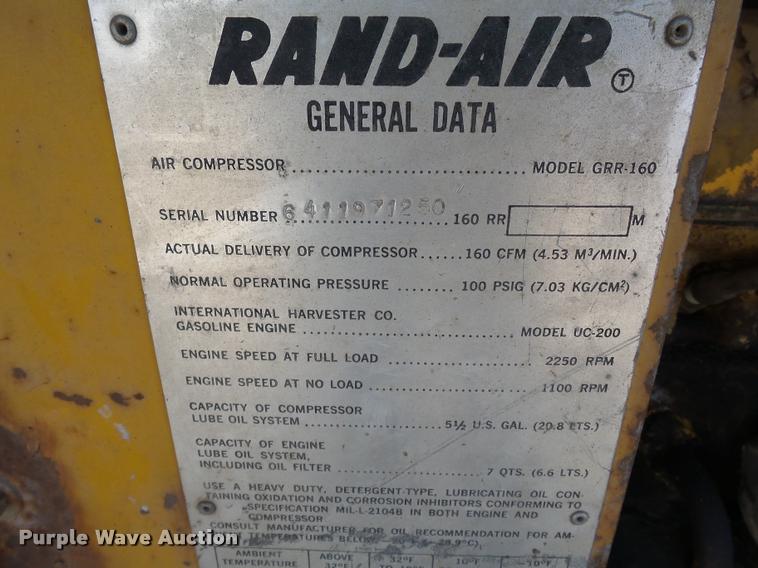 image for item K3408 Ingersoll Rand GRR160 air compressor