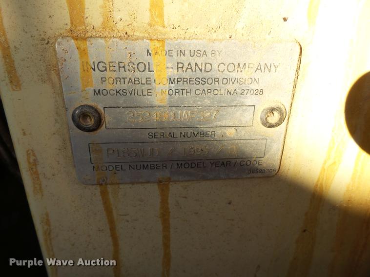 image for item K3409 Ingersoll Rand P185WJD air compressor