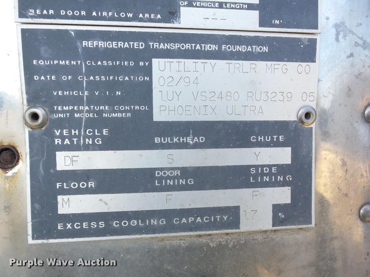 image for item J8667 1994 Utility V52R refrigerated van trailer
