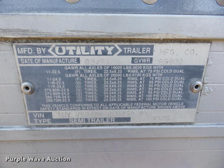 image for item J8667 1994 Utility V52R refrigerated van trailer